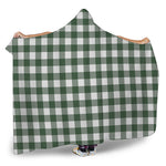 Forest Green Buffalo Check Pattern Print Hooded Blanket