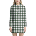 Forest Green Buffalo Check Pattern Print Pullover Hoodie Dress