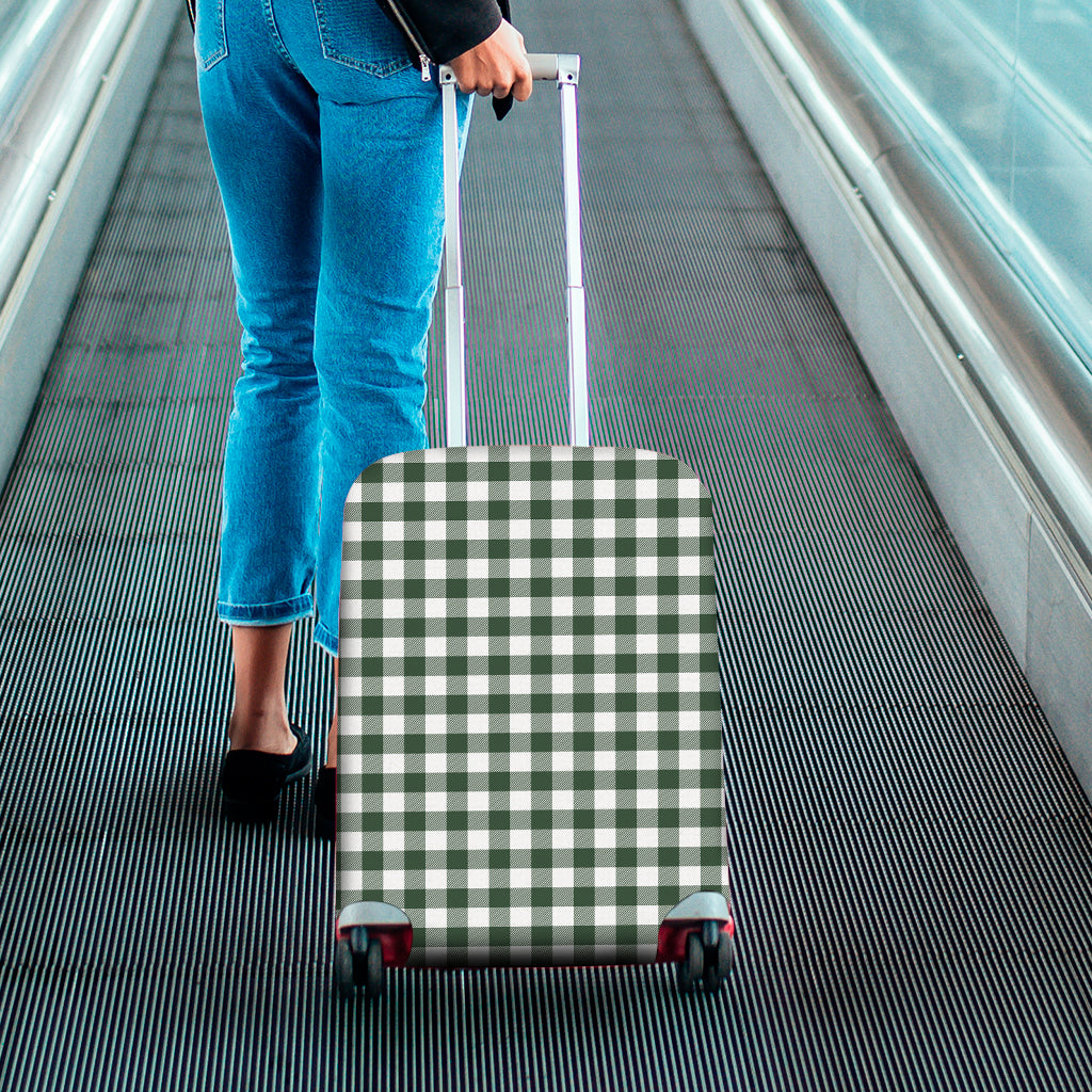 Forest Green Buffalo Check Pattern Print Luggage Cover