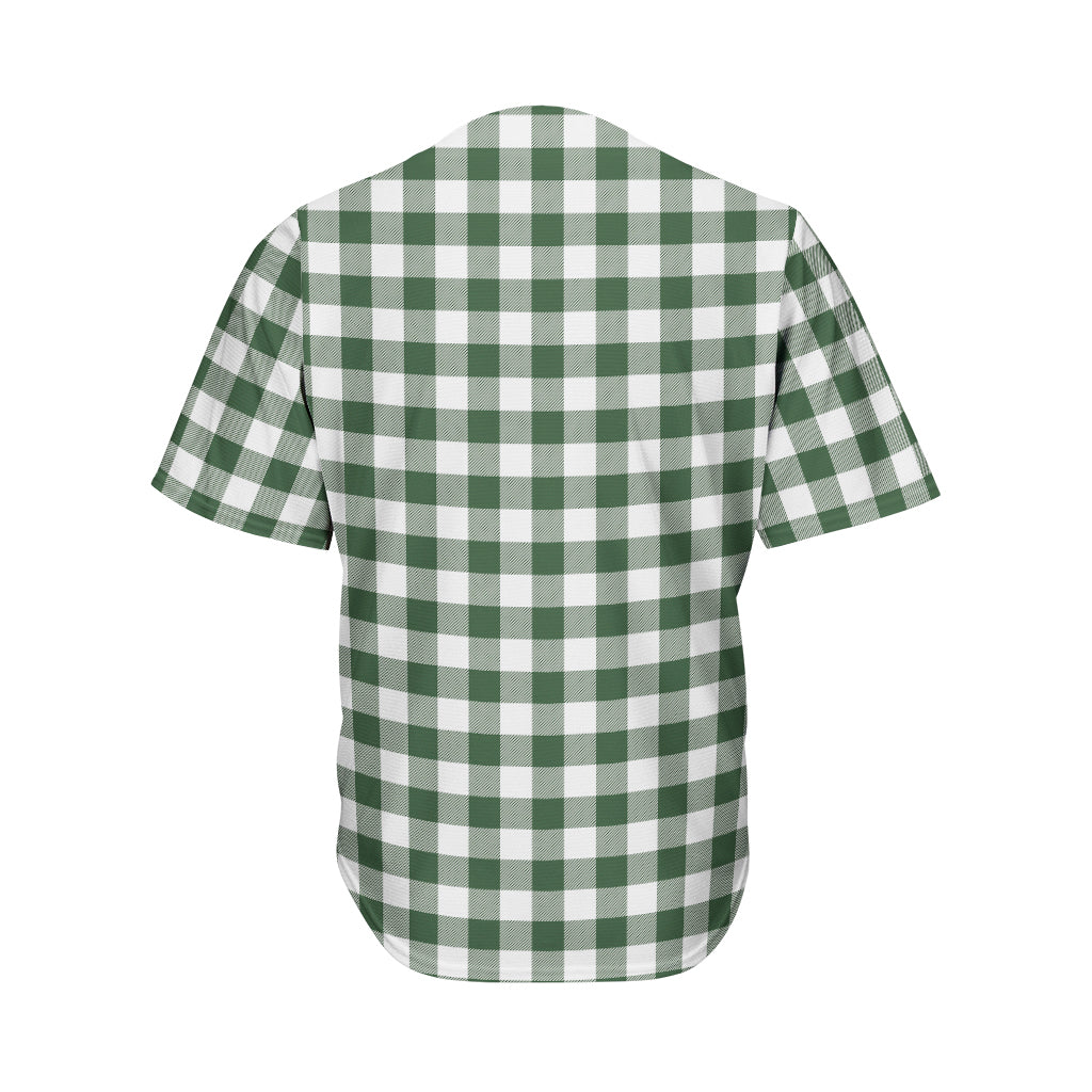 Forest Green Buffalo Check Pattern Print Men's Baseball Jersey