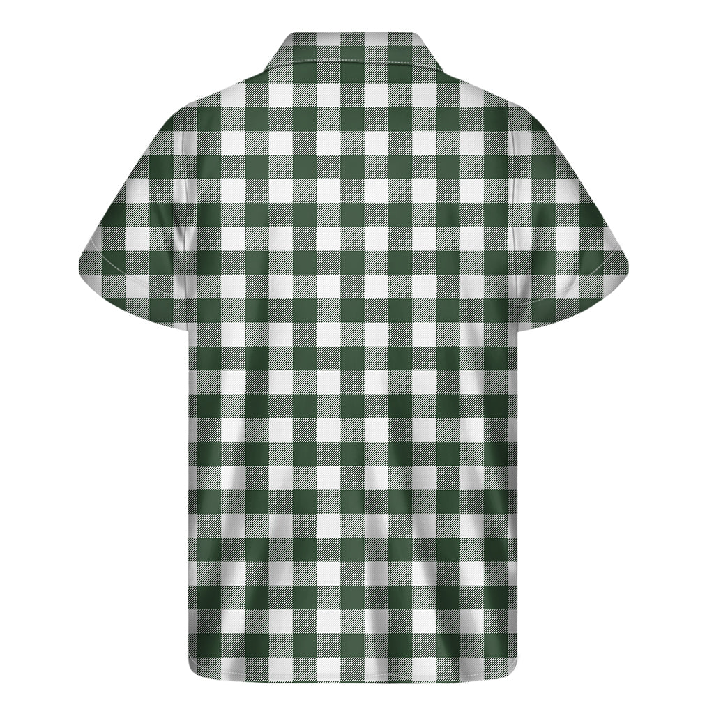 Forest Green Buffalo Check Pattern Print Men's Short Sleeve Shirt