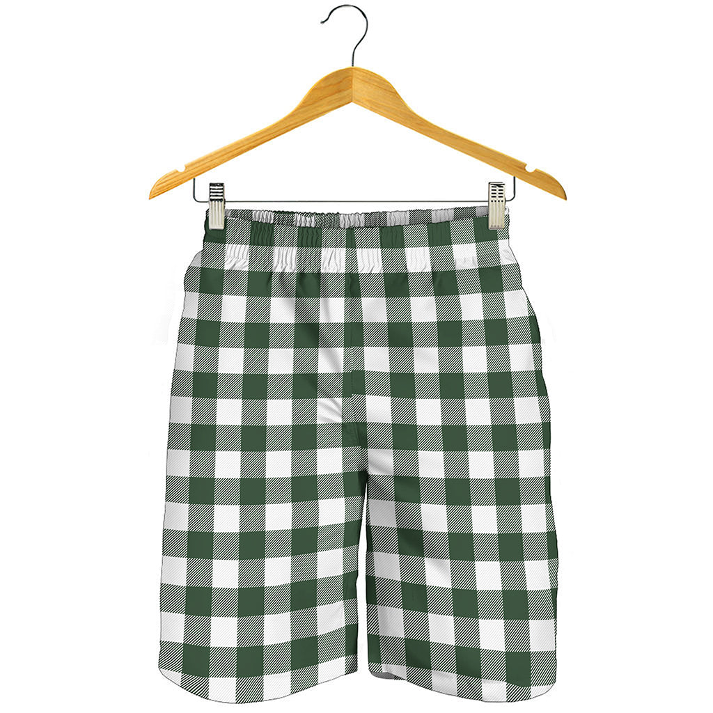 Forest Green Buffalo Check Pattern Print Men's Shorts