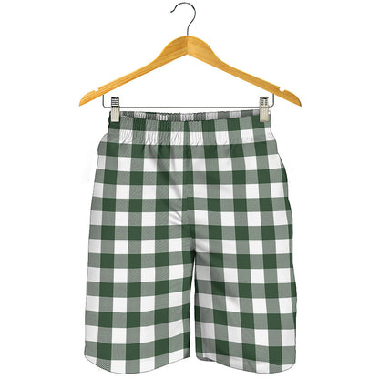 Forest Green Buffalo Check Pattern Print Men's Shorts