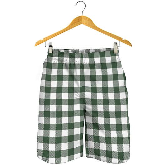 Forest Green Buffalo Check Pattern Print Men's Shorts