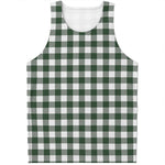 Forest Green Buffalo Check Pattern Print Men's Tank Top