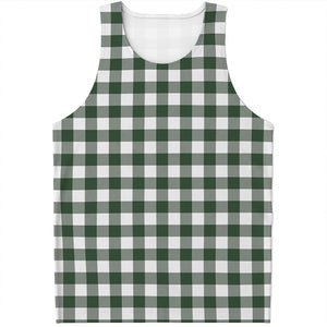 Forest Green Buffalo Check Pattern Print Men's Tank Top