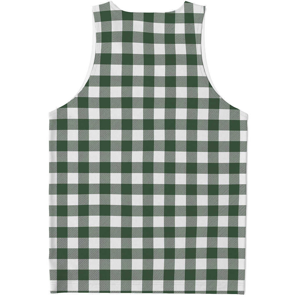 Forest Green Buffalo Check Pattern Print Men's Tank Top