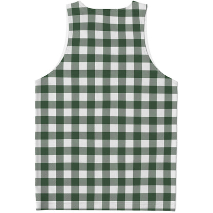Forest Green Buffalo Check Pattern Print Men's Tank Top