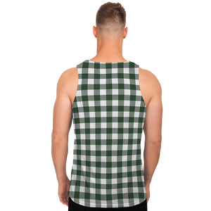 Forest Green Buffalo Check Pattern Print Men's Tank Top