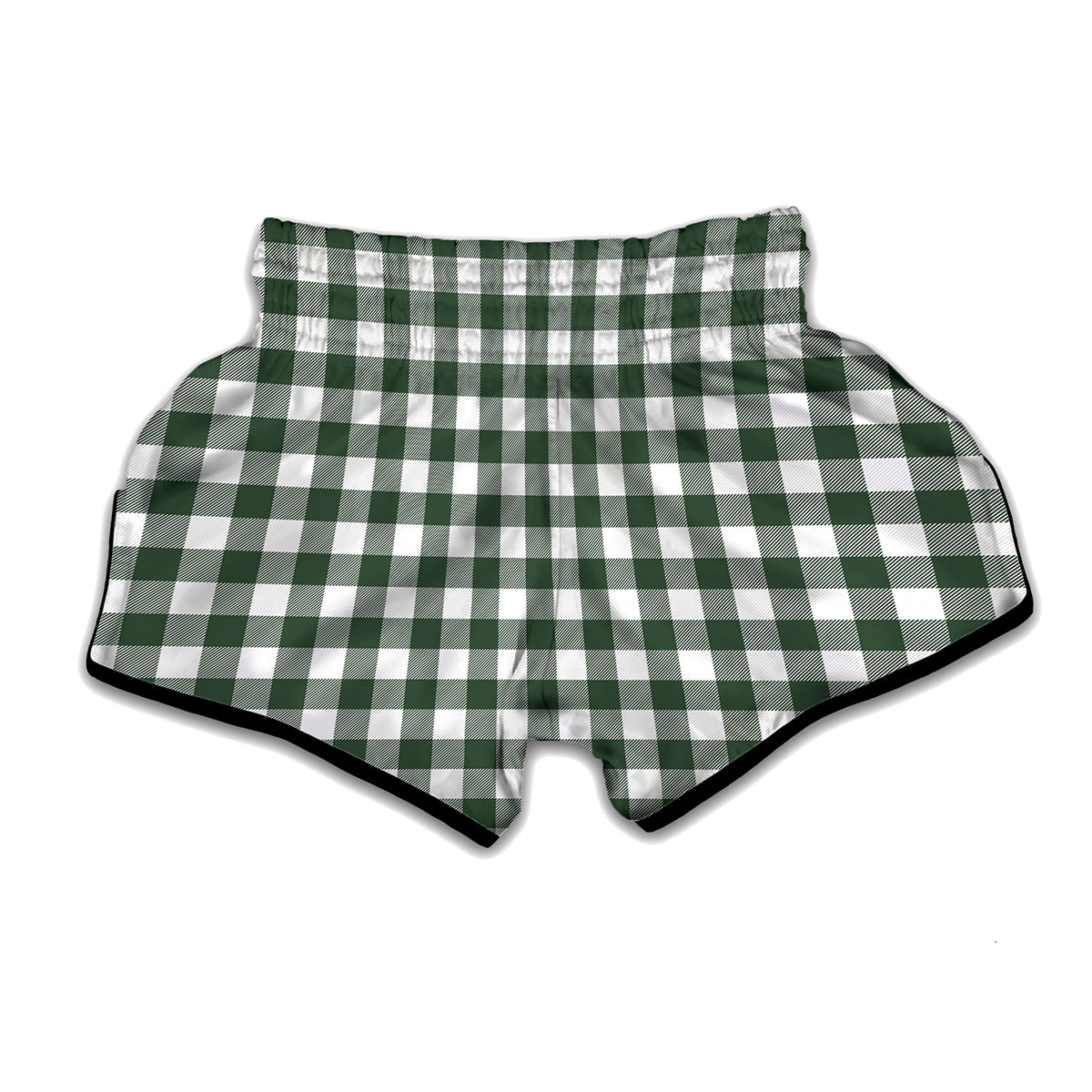 Forest Green Buffalo Check Pattern Print Muay Thai Boxing Shorts