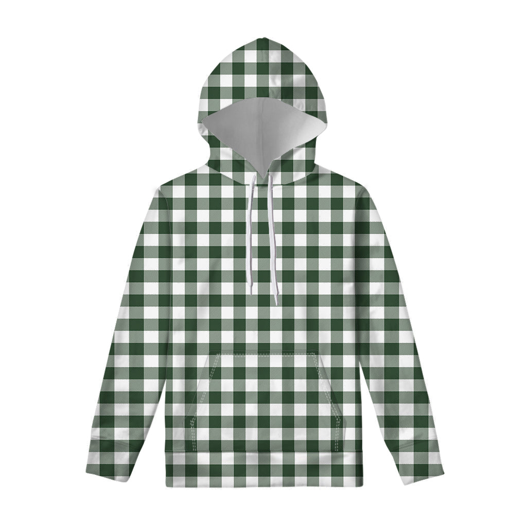 Forest Green Buffalo Check Pattern Print Pullover Hoodie