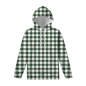 Forest Green Buffalo Check Pattern Print Pullover Hoodie