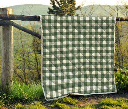 Forest Green Buffalo Check Pattern Print Quilt