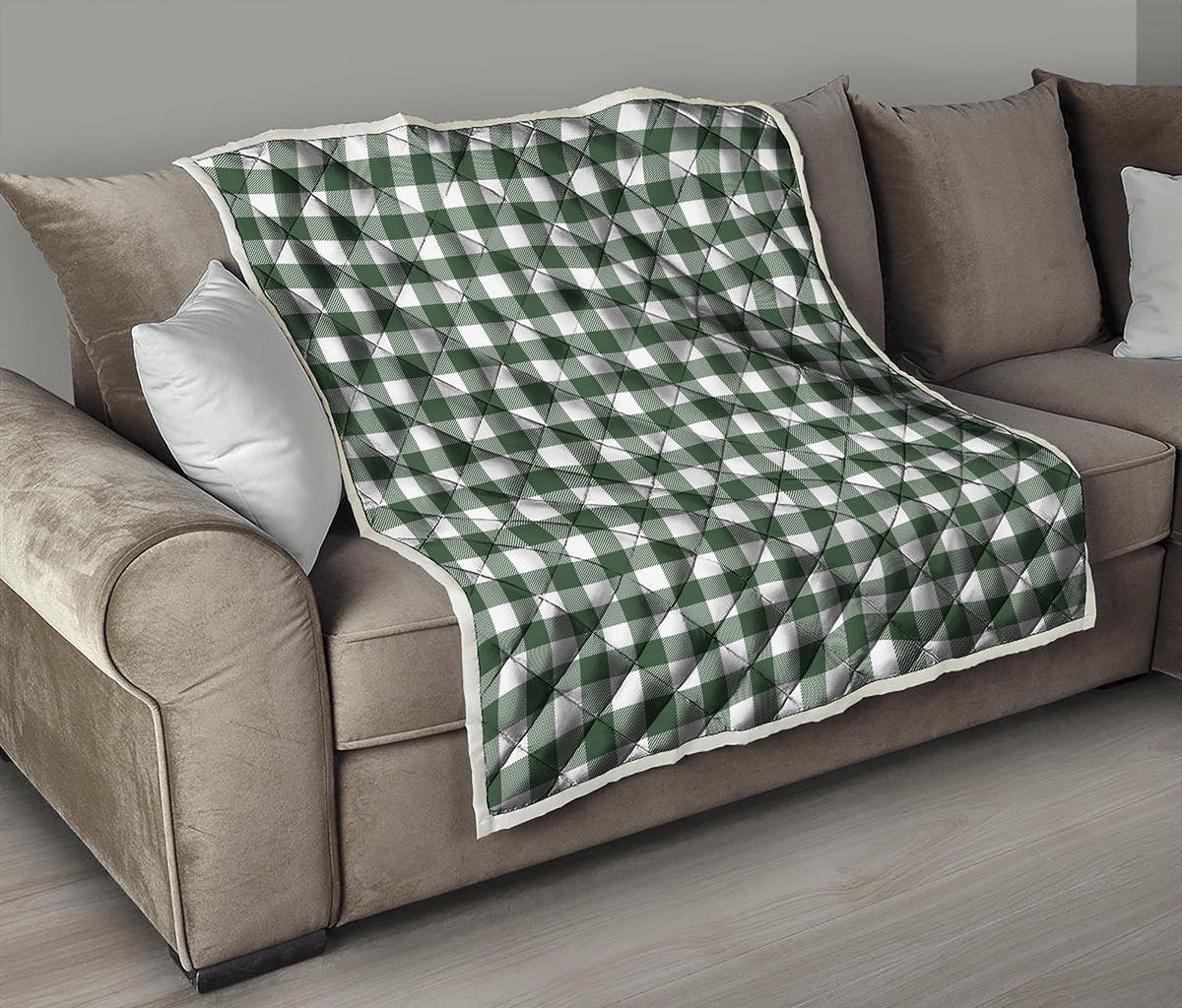 Forest Green Buffalo Check Pattern Print Quilt