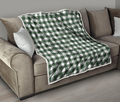 Forest Green Buffalo Check Pattern Print Quilt