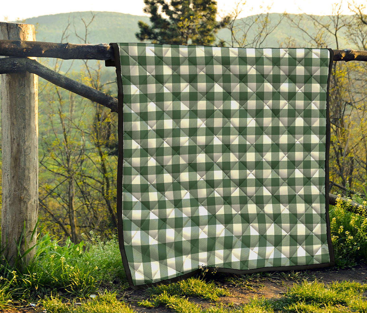 Forest Green Buffalo Check Pattern Print Quilt