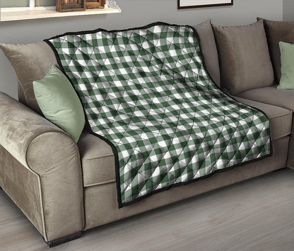 Forest Green Buffalo Check Pattern Print Quilt