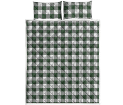 Forest Green Buffalo Check Pattern Print Quilt Bed Set