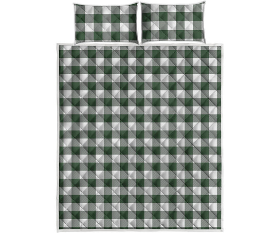 Forest Green Buffalo Check Pattern Print Quilt Bed Set