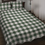 Forest Green Buffalo Check Pattern Print Quilt Bed Set