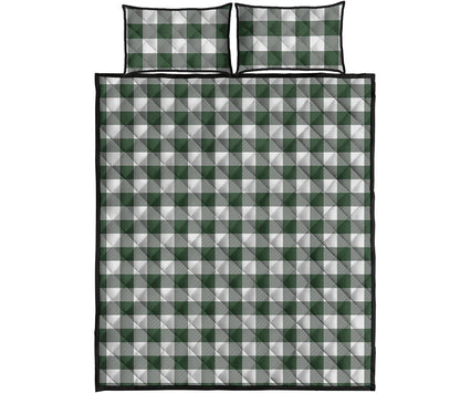 Forest Green Buffalo Check Pattern Print Quilt Bed Set
