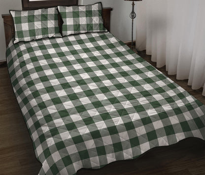 Forest Green Buffalo Check Pattern Print Quilt Bed Set