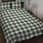 Forest Green Buffalo Check Pattern Print Quilt Bed Set