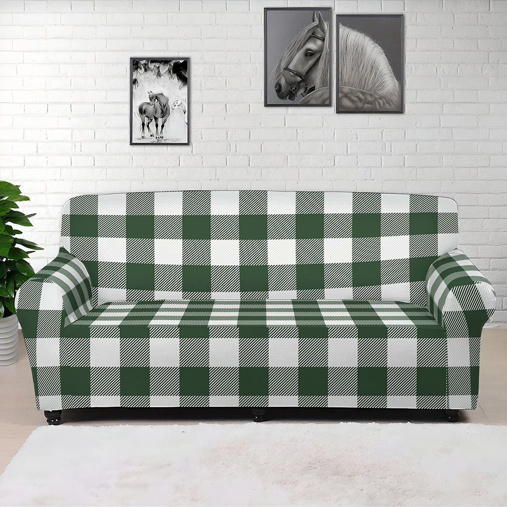 Forest Green Buffalo Check Pattern Print Sofa Cover