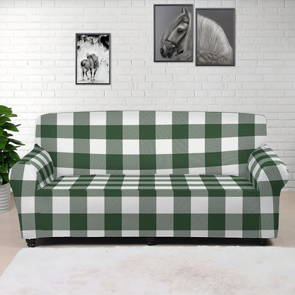 Forest Green Buffalo Check Pattern Print Sofa Cover