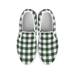 Forest Green Buffalo Check Pattern Print White Slip On Shoes