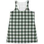 Forest Green Buffalo Check Pattern Print Women's Racerback Tank Top