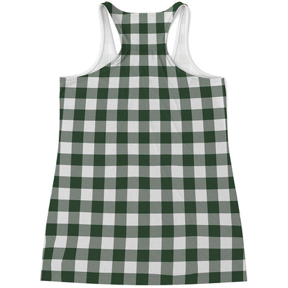 Forest Green Buffalo Check Pattern Print Women's Racerback Tank Top