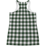 Forest Green Buffalo Check Pattern Print Women's Racerback Tank Top
