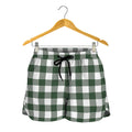 Forest Green Buffalo Check Pattern Print Women's Shorts