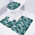 Forest Green Camouflage Print 3 Piece Bath Mat Set
