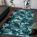 Forest Green Camouflage Print Area Rug GearFrost