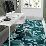 Forest Green Camouflage Print Area Rug GearFrost