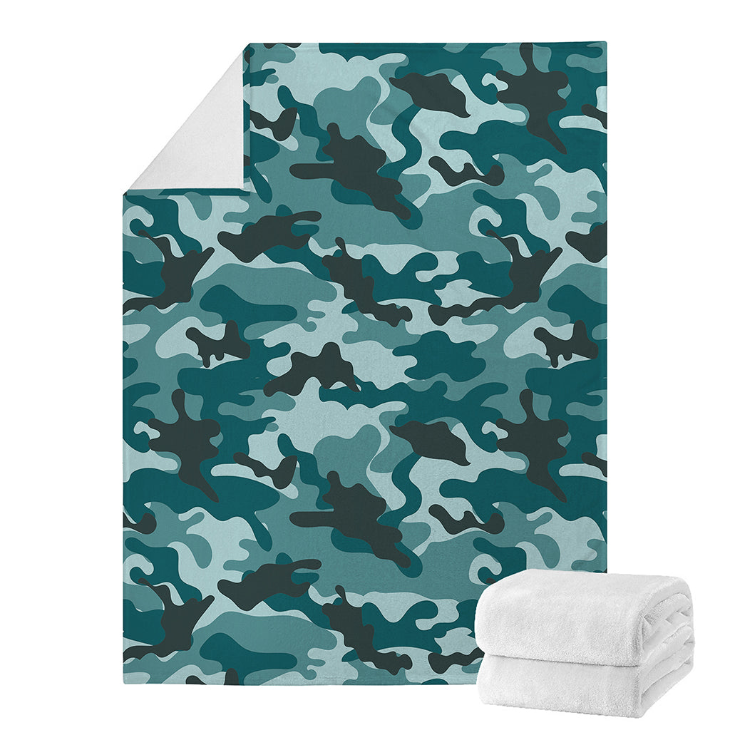 Forest Green Camouflage Print Blanket