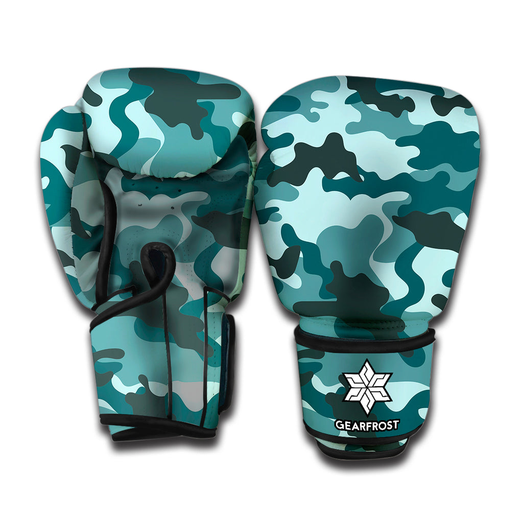 Forest Green Camouflage Print Boxing Gloves
