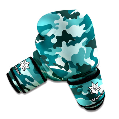 Forest Green Camouflage Print Boxing Gloves