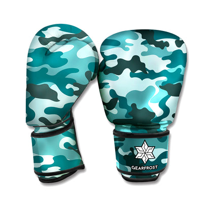 Forest Green Camouflage Print Boxing Gloves