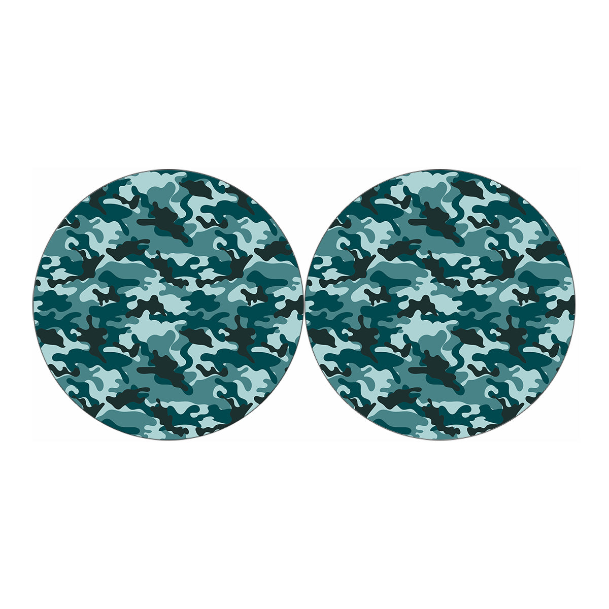 Forest Green Camouflage Print Car Coasters