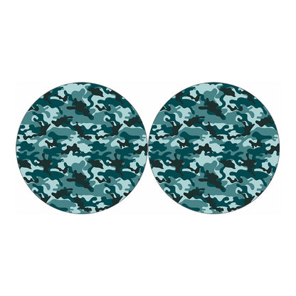 Forest Green Camouflage Print Car Coasters