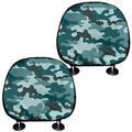 Forest Green Camouflage Print Car Headrest Covers