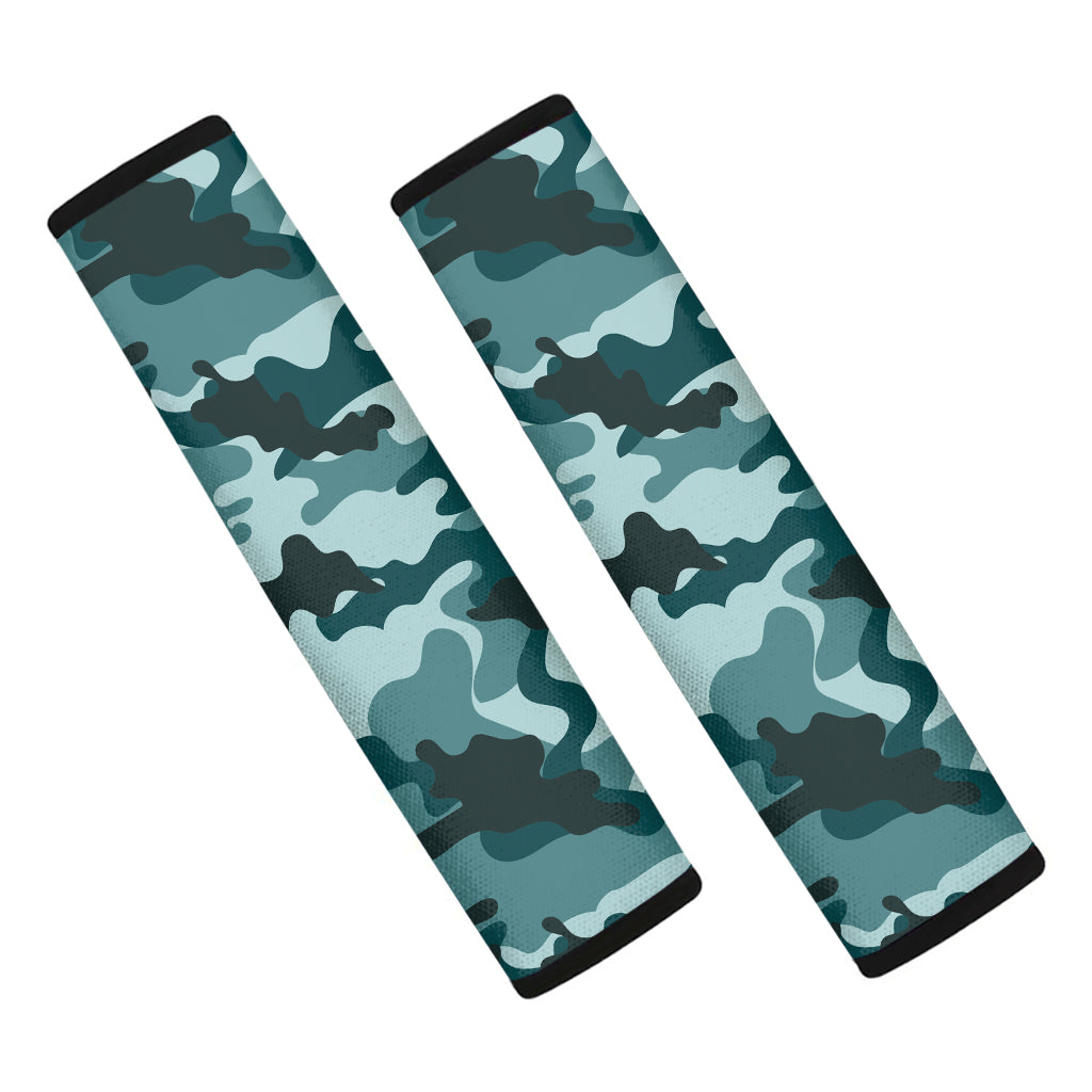Forest Green Camouflage Print Car Seat Belt Covers