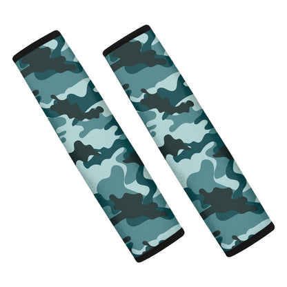 Forest Green Camouflage Print Car Seat Belt Covers