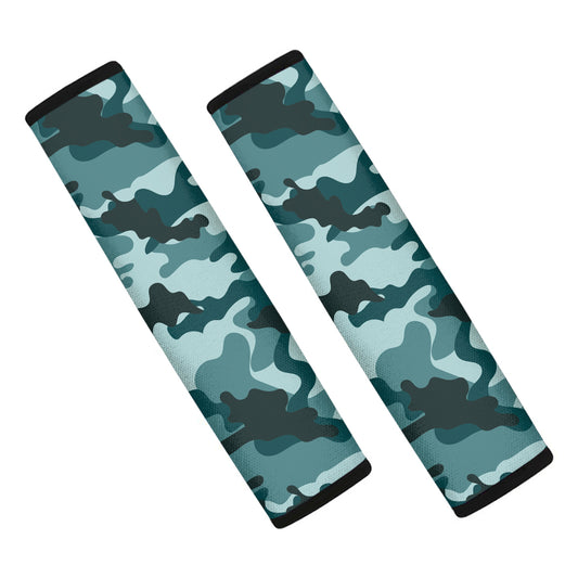 Forest Green Camouflage Print Car Seat Belt Covers