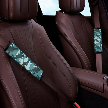 Forest Green Camouflage Print Car Seat Belt Covers