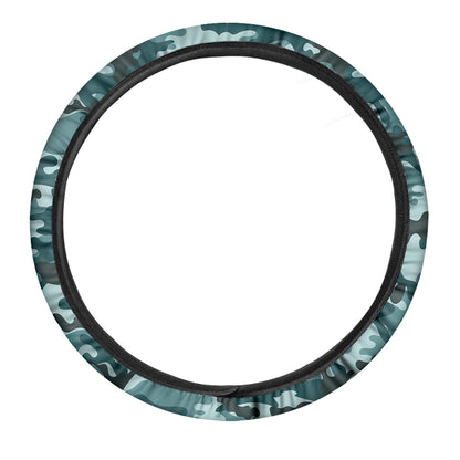 Forest Green Camouflage Print Car Steering Wheel Cover