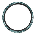 Forest Green Camouflage Print Car Steering Wheel Cover